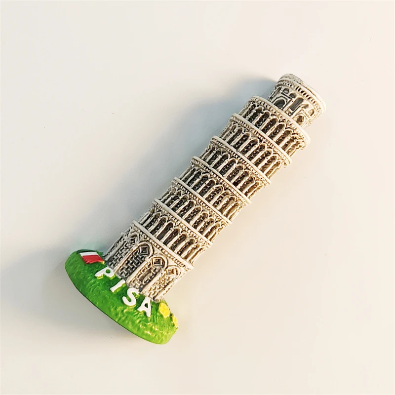 إيطاليا، توسكانا، برج لينينغ بيسا، مجسم ثلاثي الأبعاد، هدايا تذكارية للسياحة، لوحة من الراتنج، ديكور منزلي، مغناطيس الثلاجة #3