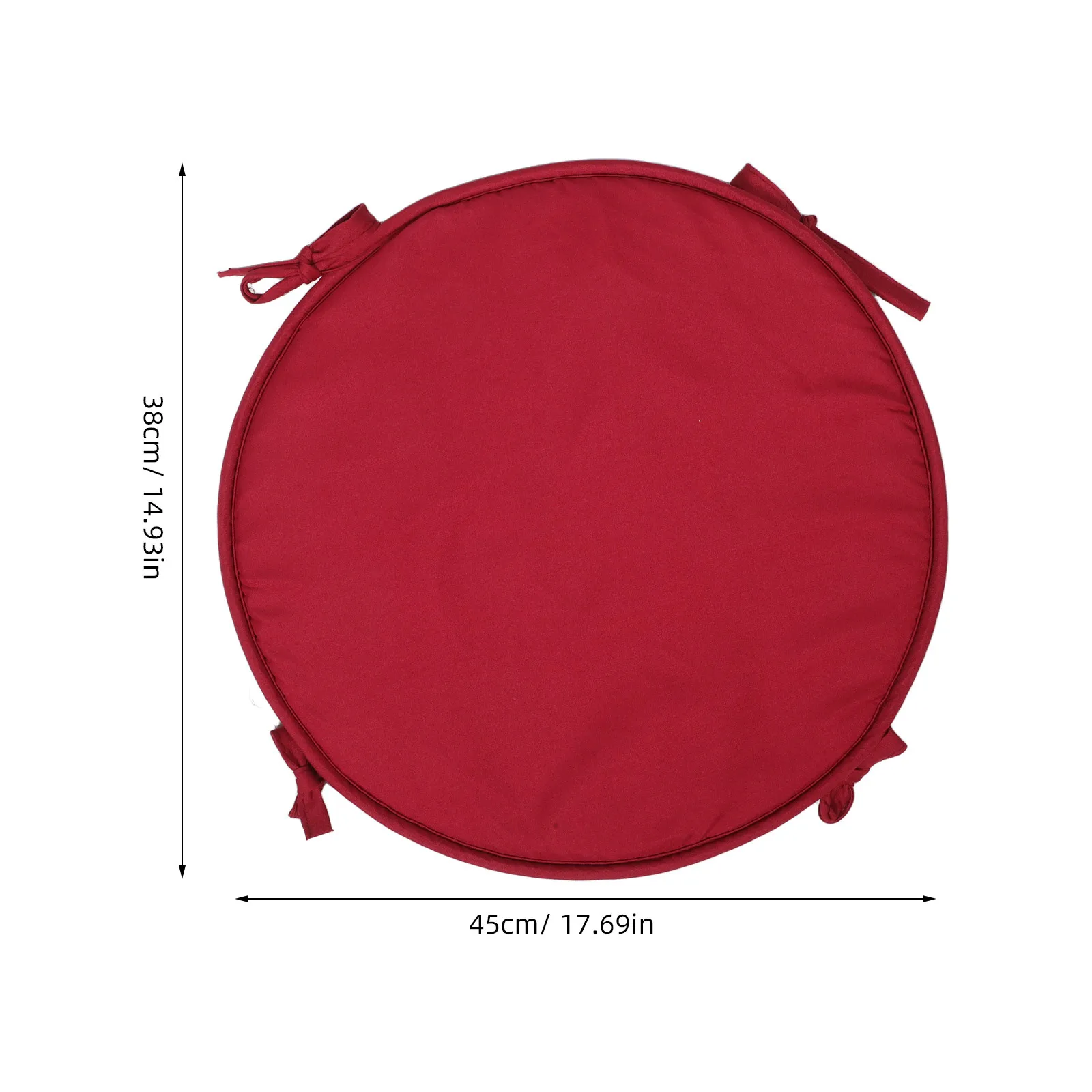 Round Seat Cushion 38Cm Thick Dark Red Premium Sponge Chair Pad For Home Office Dining Room Restaurant Car Decor Seat Cushions