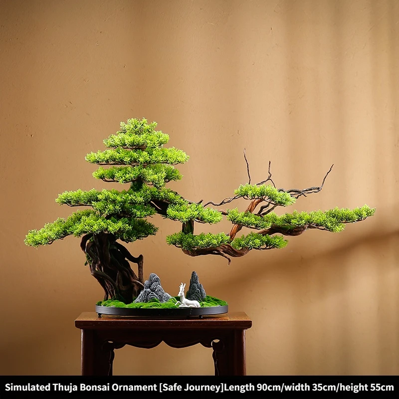 Simulation Micro Landscape Ornament Artificial Thuja Maple Mini Mountain Bonsai Zen Decor For Home Hotel Tea Room Office Desktop