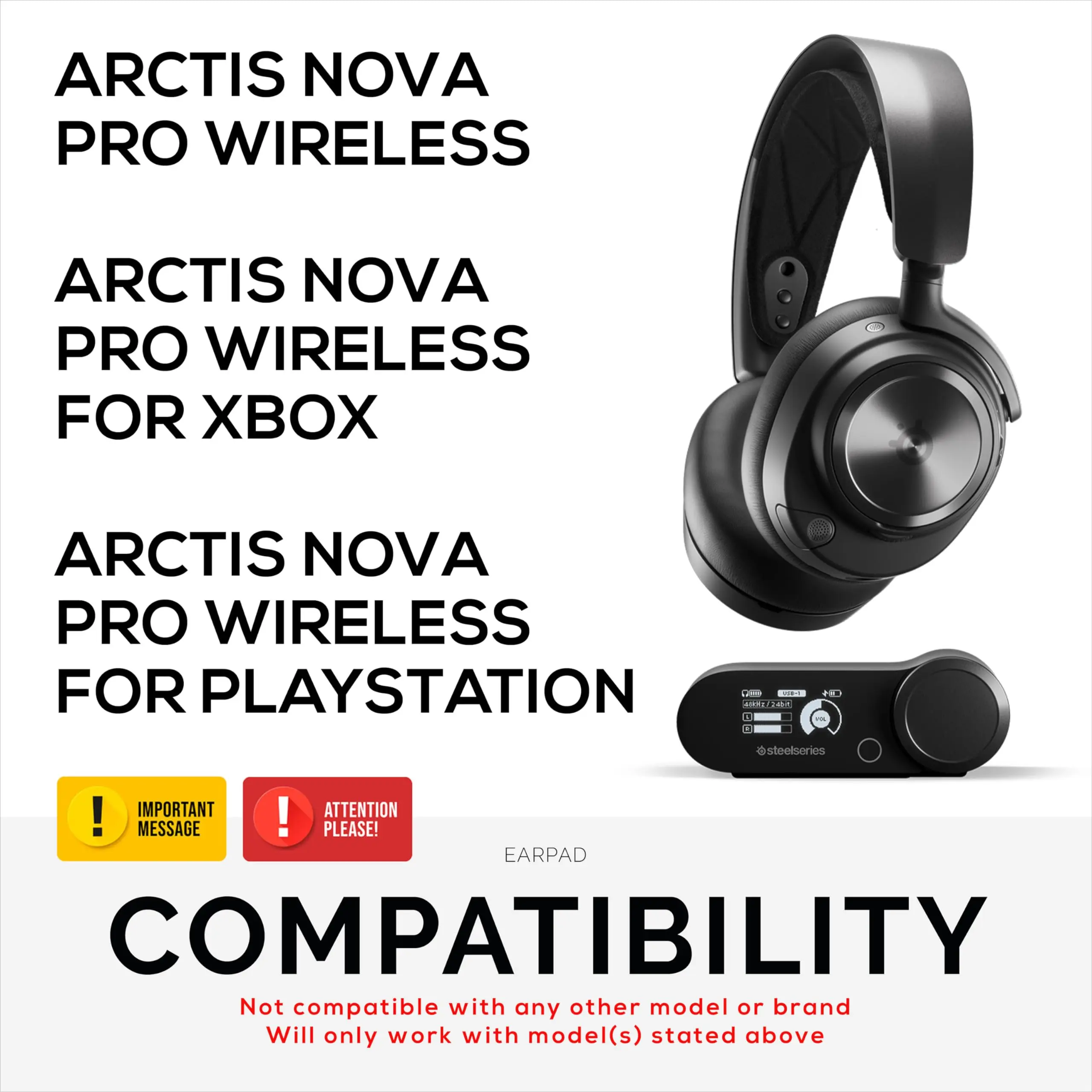 Hybrid Fabric Cooling Gel Ear Pads for Arctis Nova Pro Wireless - with Memory Foam, Cooling Gel & Breathable Mesh & Leather view 3