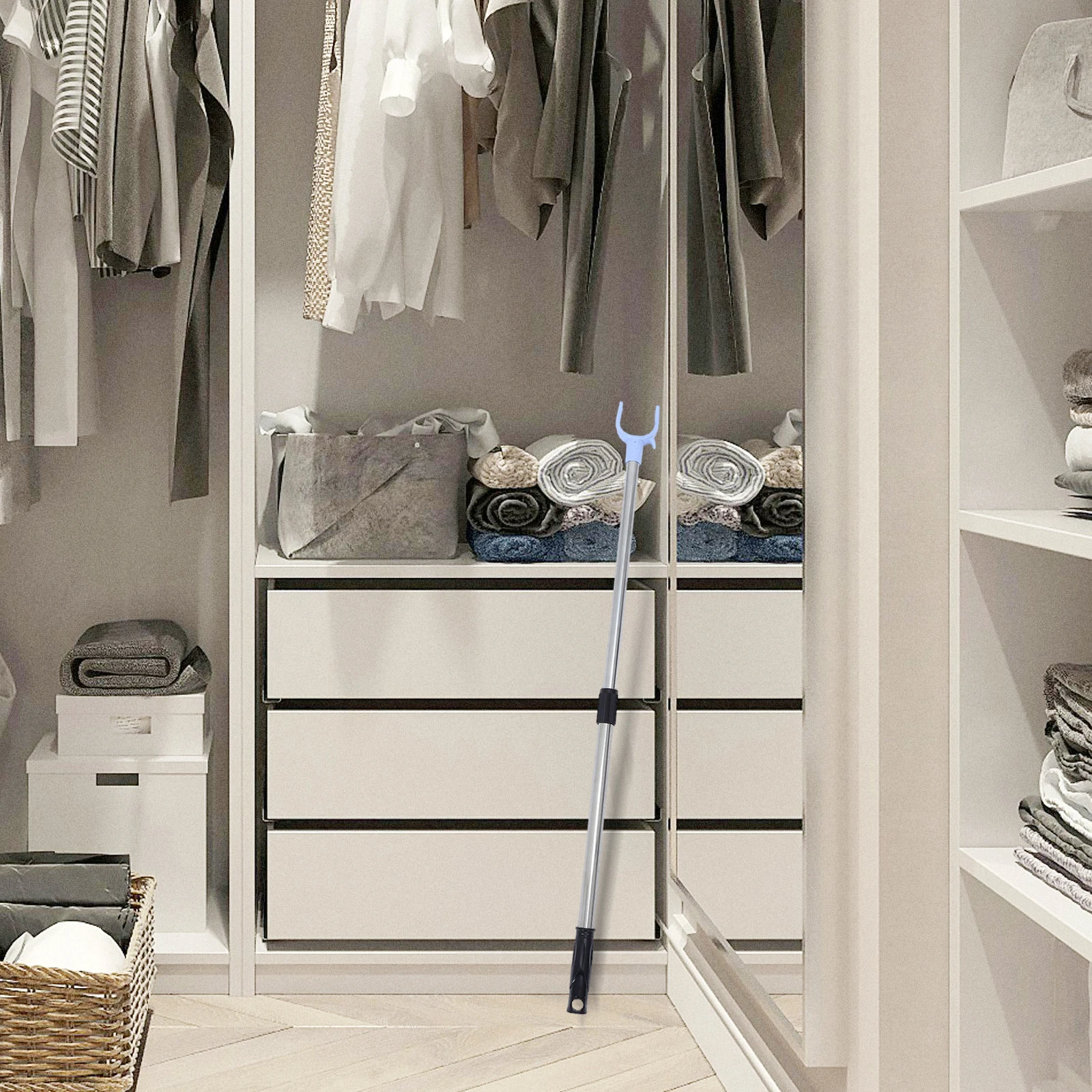 

Closet Hanger Reaching Pole Retractable Clothes Drying Fork Adjustable Hanging Rods