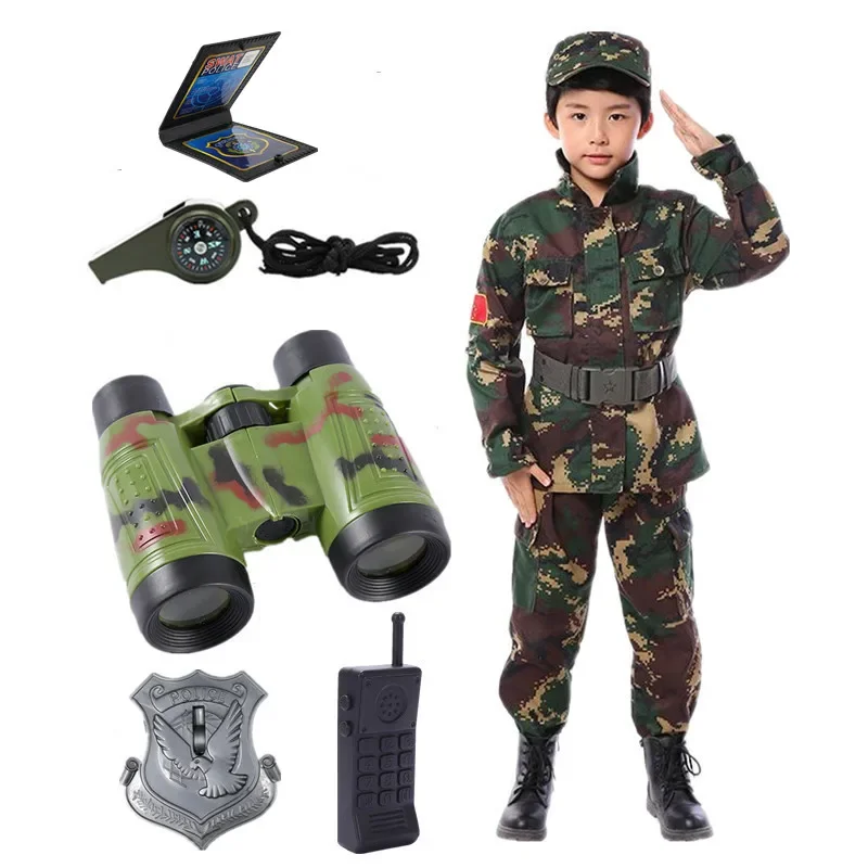 Soldier Costume for Kids Party Army Costume Military Costumes for Boys Jungle Field Sniper Set School CF Game Costumes