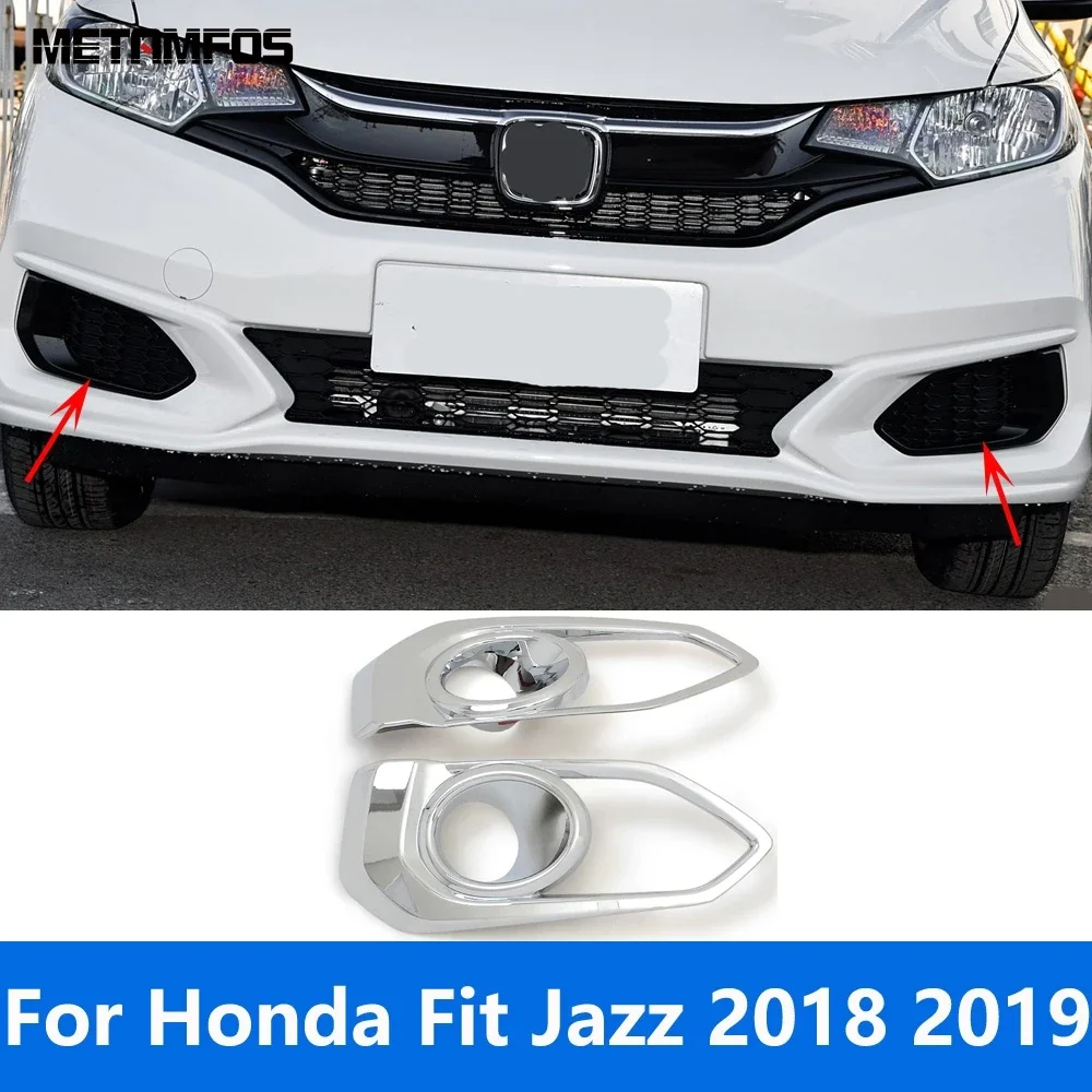 

For Honda Fit Jazz 2018 2019 Chrome Front Fog Light Cover Trim Foglight Protector Decoration Frame Bezel Accessories Car Styling