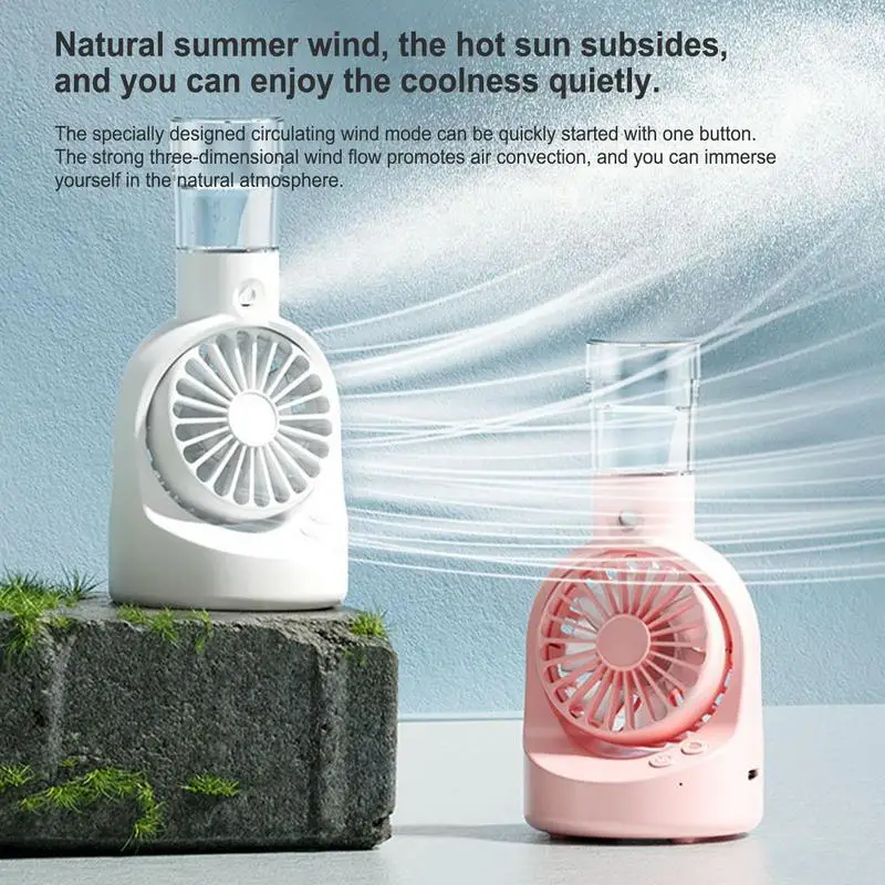 Universal Battery Operated Mini Fan With Misting Bottle Mist Spray USB Fan Handheld Mini Air Conditioner Summer Cooling Supplies