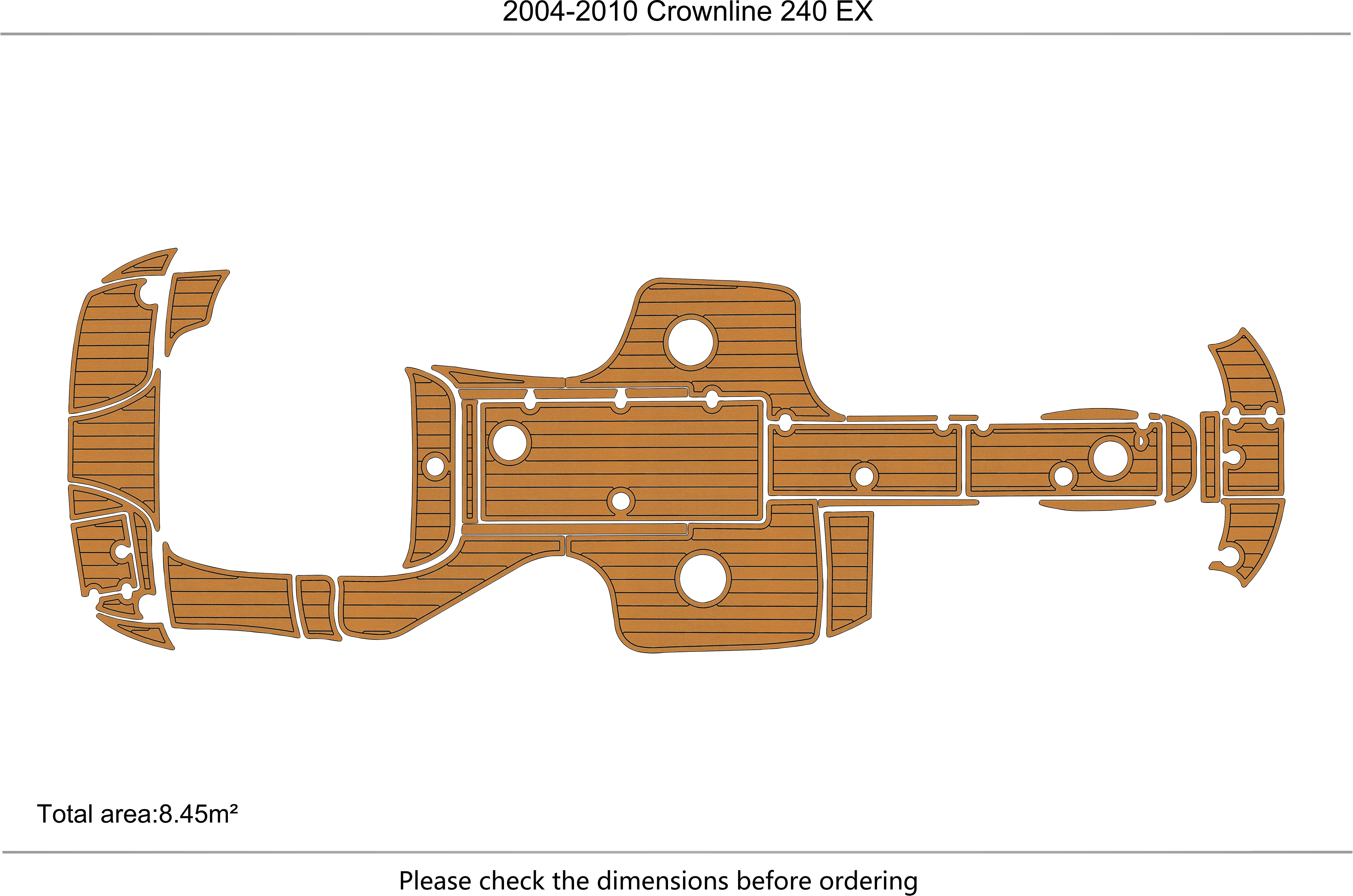 Eva foam Fuax teak seadek marine floor For 2017-2021 Crownline 205 Cockpit Swim platform bow 1/4