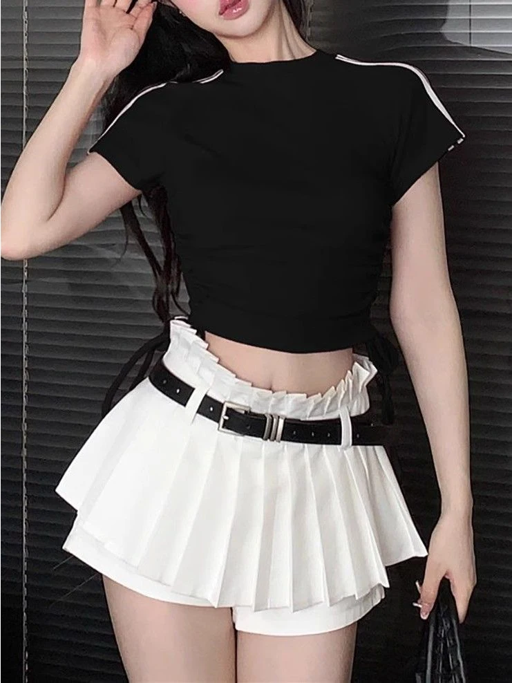 Sexy ort Sve rond Ne Slim Fit puur katoenen kleur T-shirt damesbasislaag Top Dstring Tee Bars Design