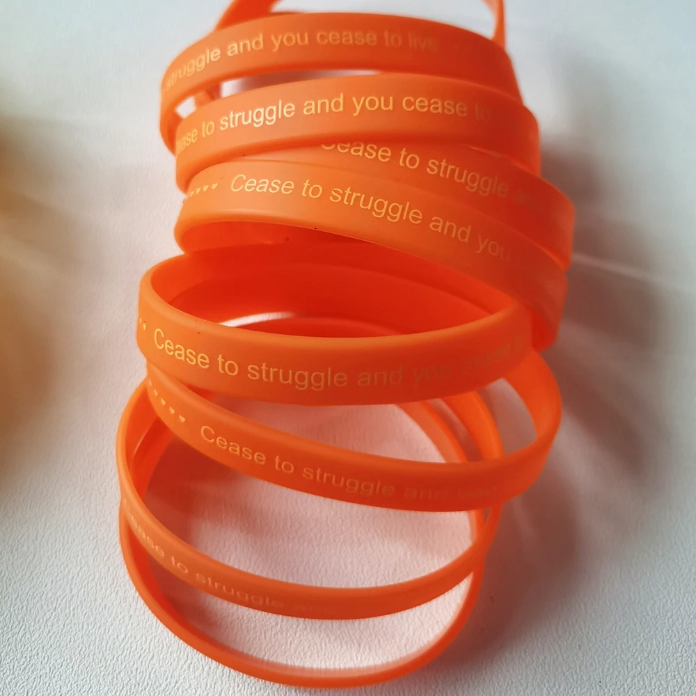 10PCS Set Silicone Bracelets Motivational Soft Bangles Elastic Inspirational Wristband Yellow Orange Color Band Move On Jewelry