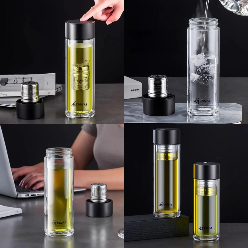 

Elevate your style while staying hydrated with this luxurious and elegant borosilicate glass water bottle. Crafted with high-qua