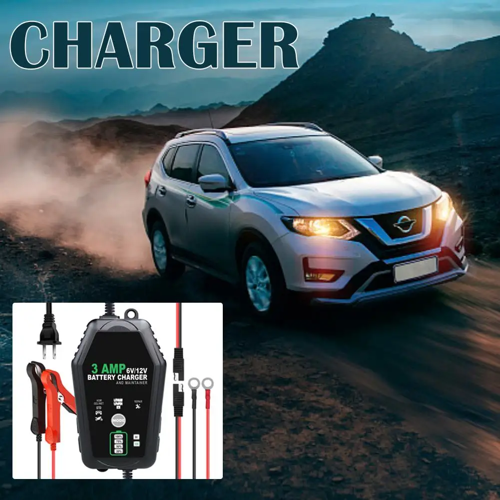 6V 12V 3000mA Smart Battery Charger Automatic For Trickle Lithium LiFePO4 Lead-Acid Batteries Car Motorcycle Charger