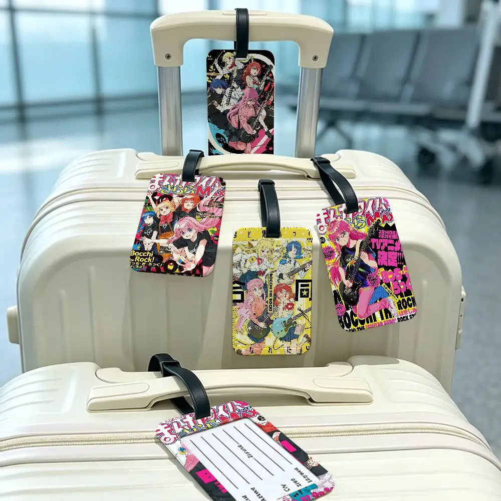 Mnaga Bocchi The Rock  PVC Baggage Identification Tag Anti lost Information Card Holder Travel Suitcase Name Tag