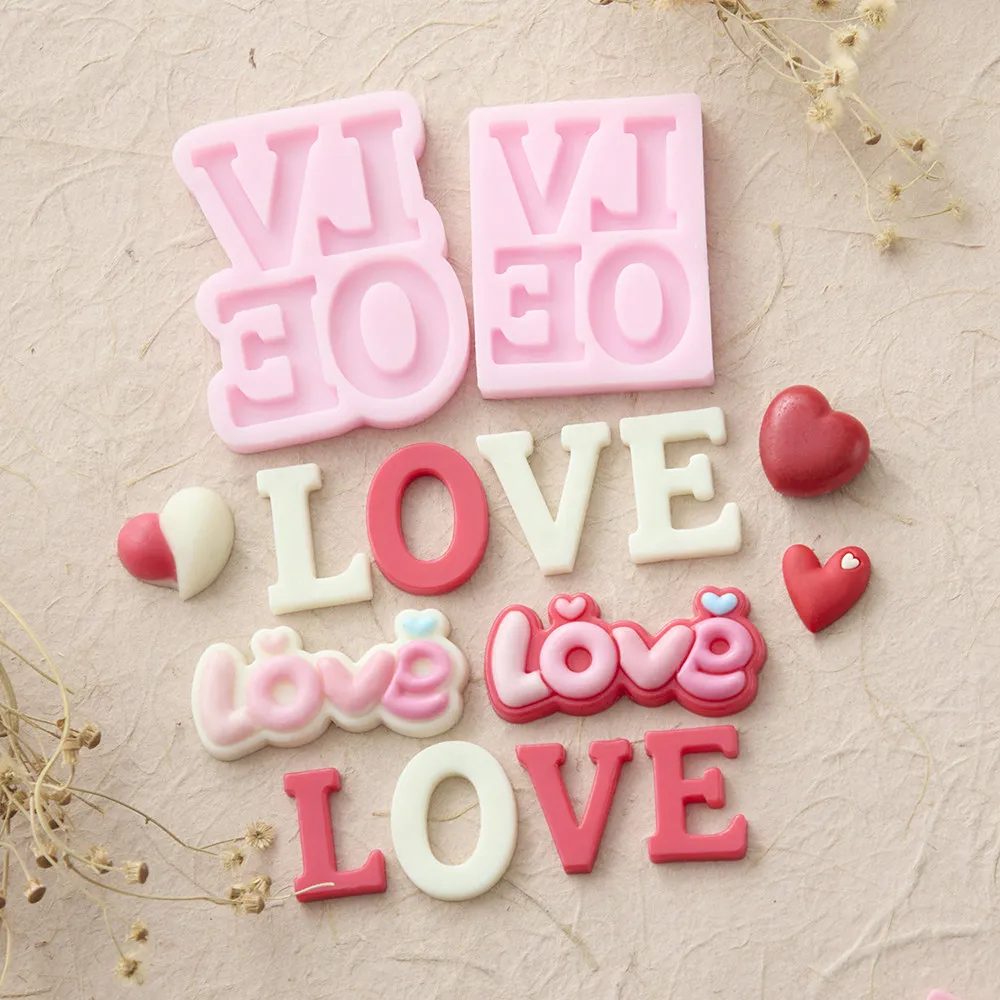 

Valentine's Day Molds Silicone LOVE Letters 3d Heart-shaped Handmade Fondant Candy Chocolate Mould DIY Baking Tools Cake Decor