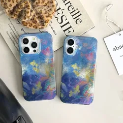 Gradient Goldfish Butterfly Phone Case For iPhone 16 15 14 13 12 11 Mini Pro Max X XR XSMax 7 8 Plus Glacier Pattern Soft Cover