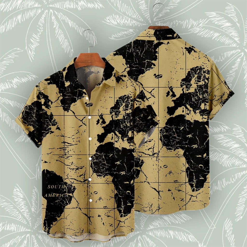 

Nautical Map Men's Shirts Summer Short Sleeve Fashion Tops Beach Shirts for Men Social Oversized Hawaiian Camisas De Hombre