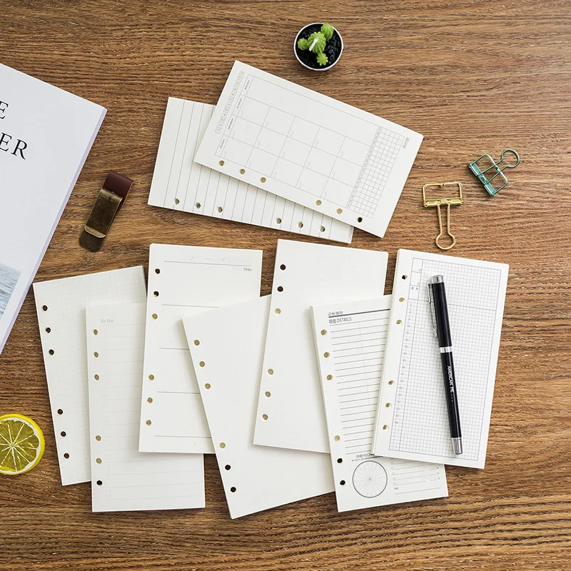 A6 40Sheets Loose Leaf Notebook Refill Spiral Binder Inner Page Grid Blank Line Diary Agenda PlannerSchool Stationery