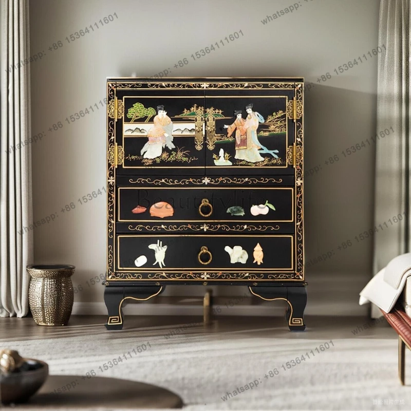 

New Chinese furniture can be customized double door double pumping bedside table simple and modern