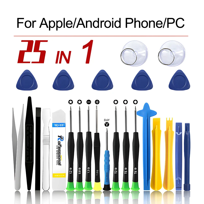 Professional 25 In 1 Repair Tool Kits For iPhone Mobile Phone Screwdriver Tools For Samsung Xiaomi iPad PC Disassemble Hand Kit