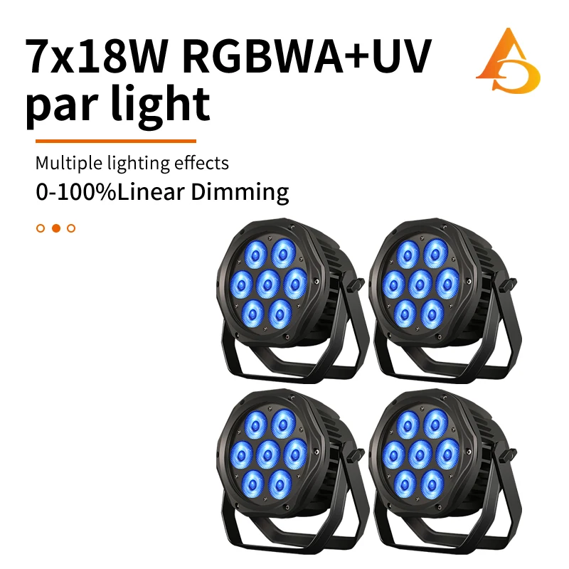 aicpose LED 7x18W RGBWA UV/RGBW  Par Light IP65 Outdoor Stage Light DMX Controlled Stage Lighting DJ Disco Light
