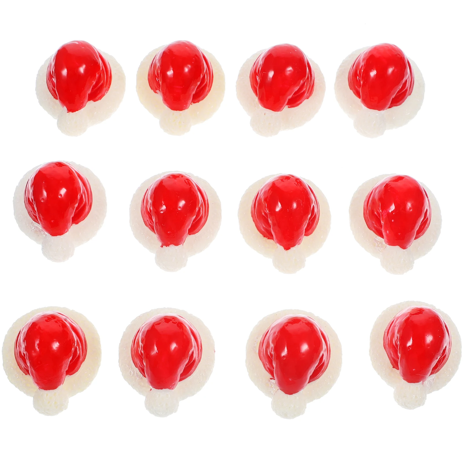 

12 Pcs Christmas Hat Decorations Miniatures Resin Micro Scene Decors Material DIY Party Bag Fillers Christmas Table Decor