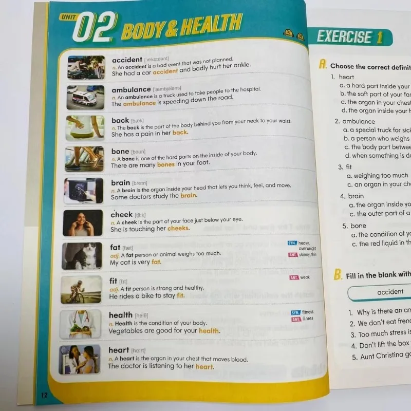 4 Books/Set 2000 Core English Words Primary School Common Vocabulary Dictionary Level 1-4