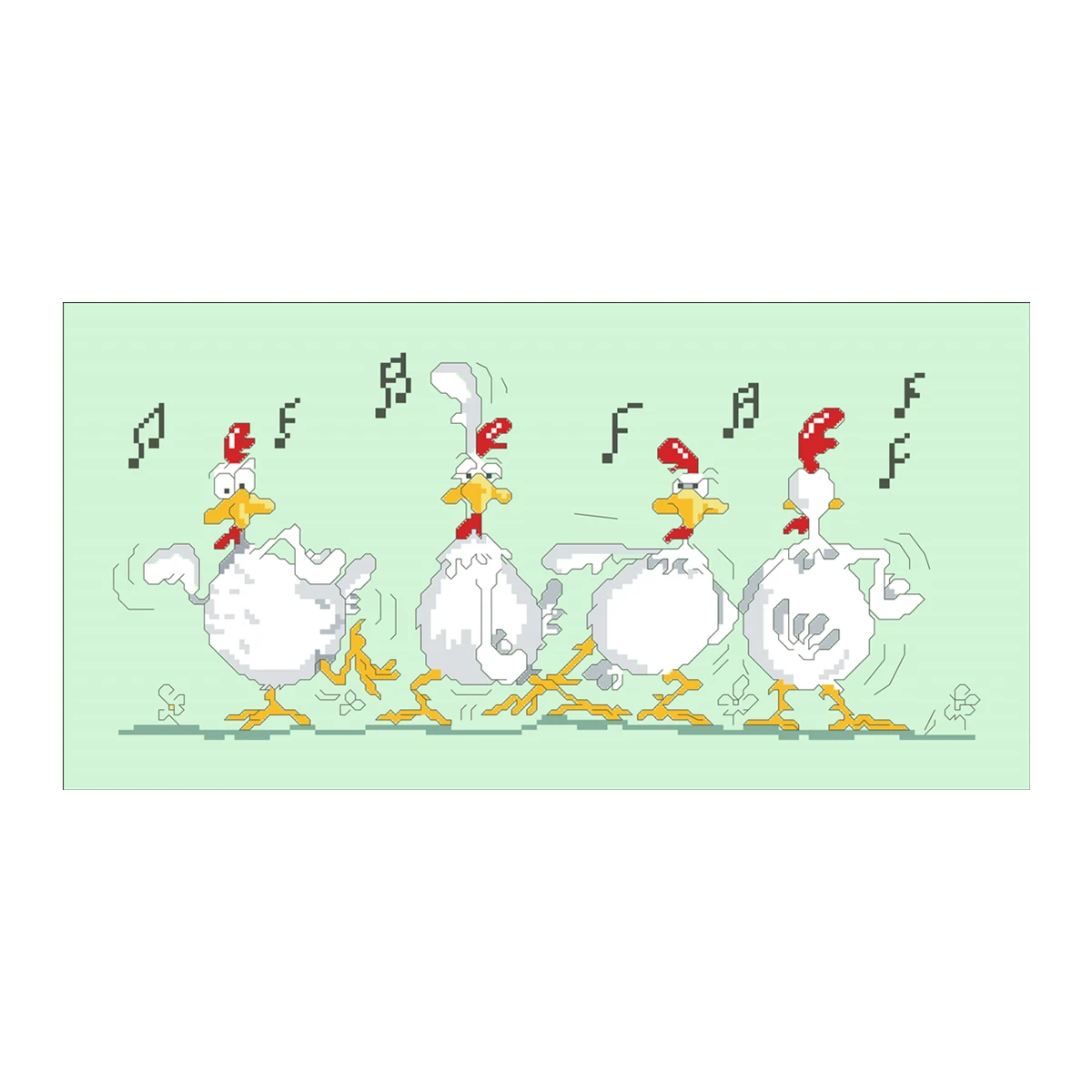 Dancing chicken cross stitch kit Aida 18ct 14ct 11ct light green  canvas cloth cotton thread embroider DIY handmade