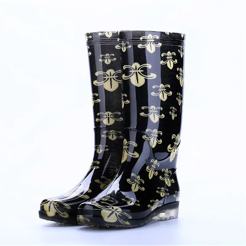 

Women's Trendy Printed Rain Boots High Tube Mid Tube Waterproof Slip Resistant Insulated Winter Shoes for Autumn and Winter