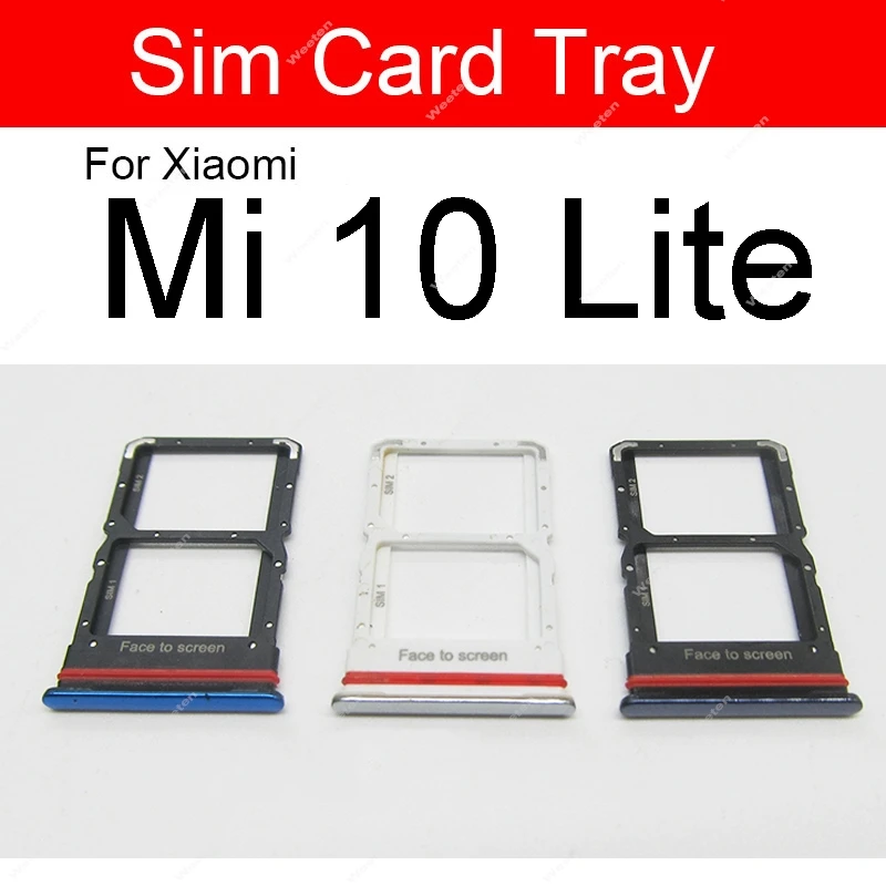 Sim Tray Slot Holder For Xiaomi Mi 10 10T Lite Pro Mi 10s Mi 10 Ultra SIM Card Tray Adapter Socket Replacement Parts With Pin