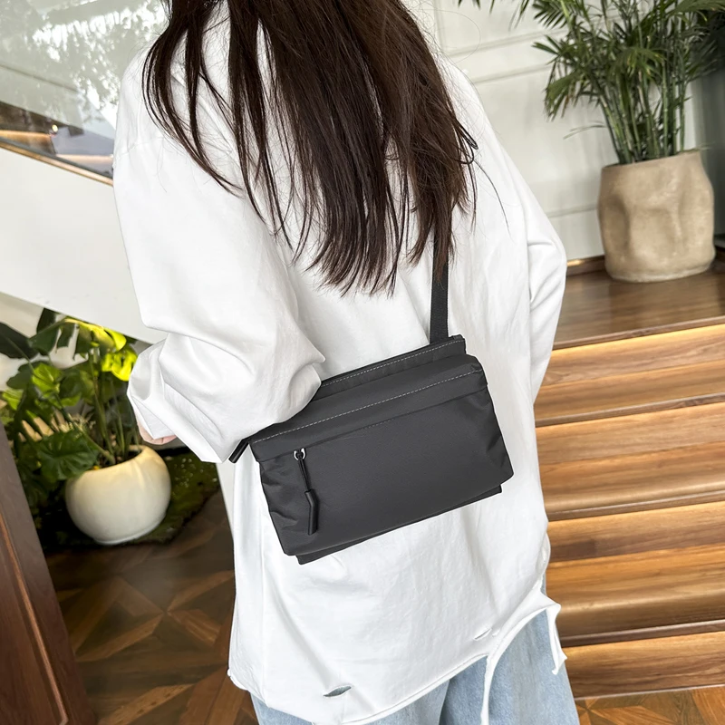 Mode Freizeit Nylon Umhängetasche Einfarbig Wasserdichte Cross-body Unisex Messenger Tasche für Männer Und Frauen – Detail 17