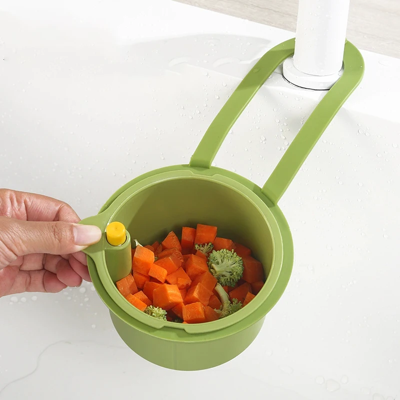 Press-type Slag Sink Filter Hanging Draining Basket Dirty-Free Hands Drain Basket Removable Trash Filter Kitchen Storage Rack