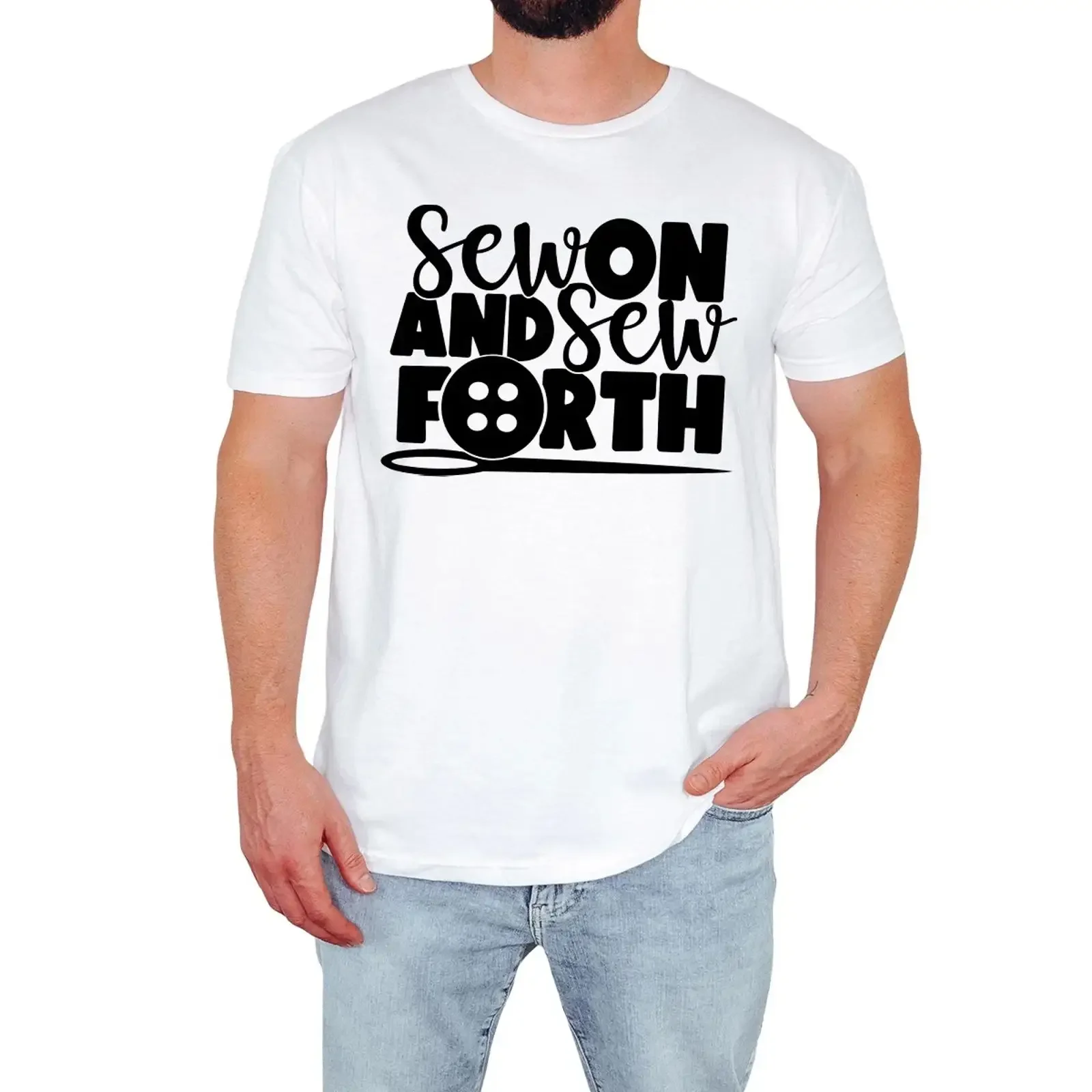 Genäht und Nähen Forth Herren T Shirt Basteln Spaß lustig Geschenk für Ihn vintage Washed Casual graphic Stylish Stretched