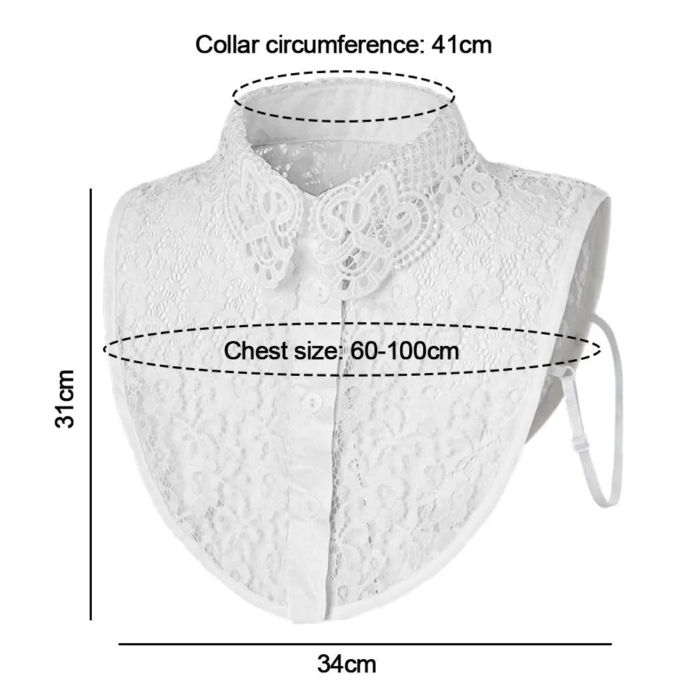 Collar falso de encaje a la moda para mujeres y niñas, cuello falso desmontable, ropa ajustable DIY, solapa, media camisa, chal, decoración envolvente