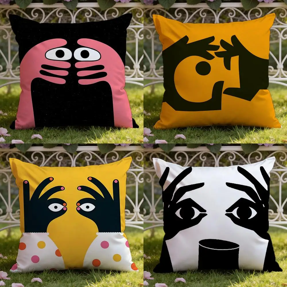 Cute Funky Hand Eye Cartoon Print Cushion Cover Home & Car Dual-Scene Pillow Cover: Reversible for Premium Comfort