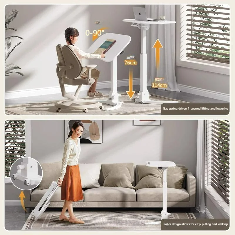 Movable Folding Computer Desk with Adjustable Height for Home Office and Workstation Computer desk Student desk