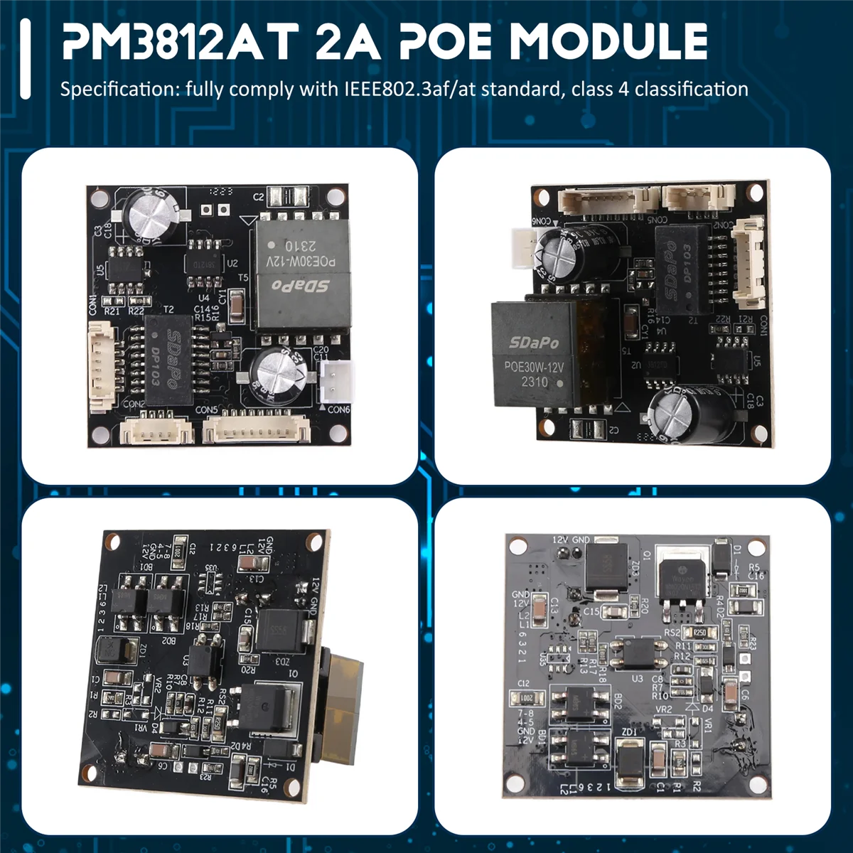 FZFZ PM3812AT 2A 絶縁型工業用温度 - POE モジュール 25.5W