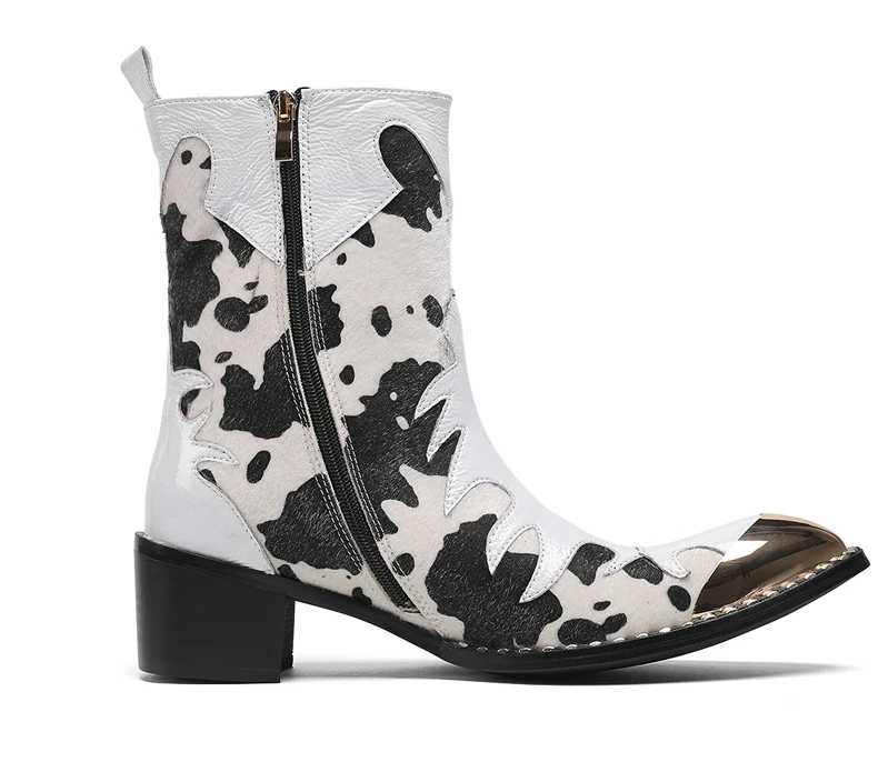Britische Metall Spitzschuh Party Club Mann Schuhe Rot Motorrad Reißverschluss Stiefeletten Plus Größe Hochzeit Party Echtes Leder Kurzer Stiefel – Detail 10