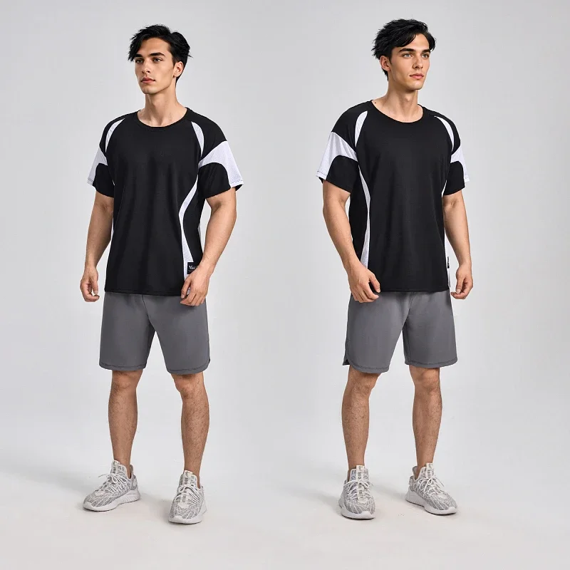 

Retro color-blocking patchwork jersey, thin short-sleeved T-shirt, versatile sportswear and casual T-shirt