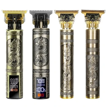 HIENA T9 電気バリカン男性用ドラゴン彫刻トリマーヴィンテージ理髪充電式ヘアカット機電気かみそり