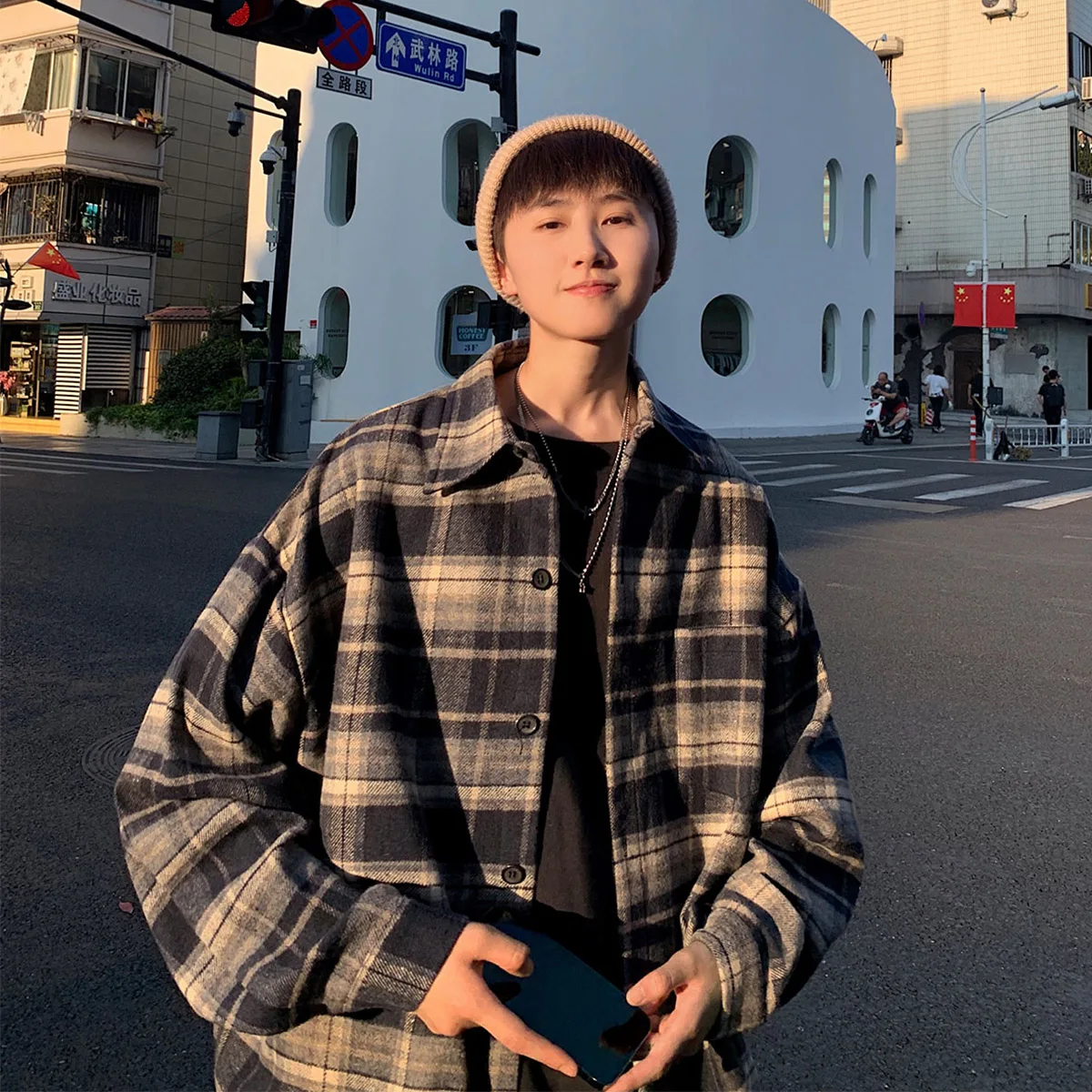 LAPPSTER Y2k Flannel Harajuku Oversized Plaid Shirt 2023 Vintage Korean Fashions Button Up Shirts Long Sleeve Vintage Blouses