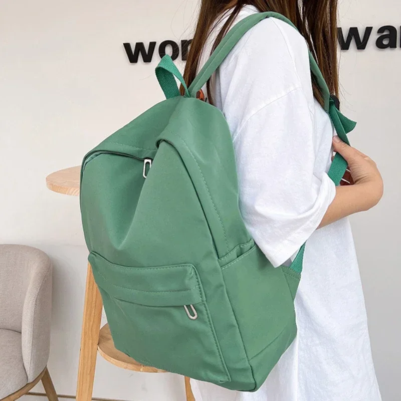 Fashion Canvas School Bags for Girls College Middle High School Students Large Capacity Colored Backpack Books Stationery Bags