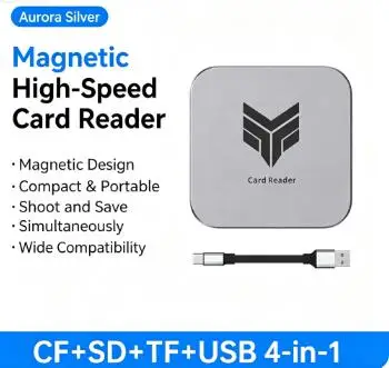 Magnetic 4-in-1 5Gbps Card Reader CF SD TF USB-A Ultra Thin Type-C Adapter For Phone Camera Drone Video Transfer