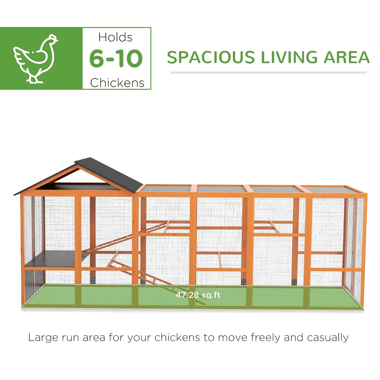 Wooden Chicken Coop Run for 6-10 Chickens 141.75