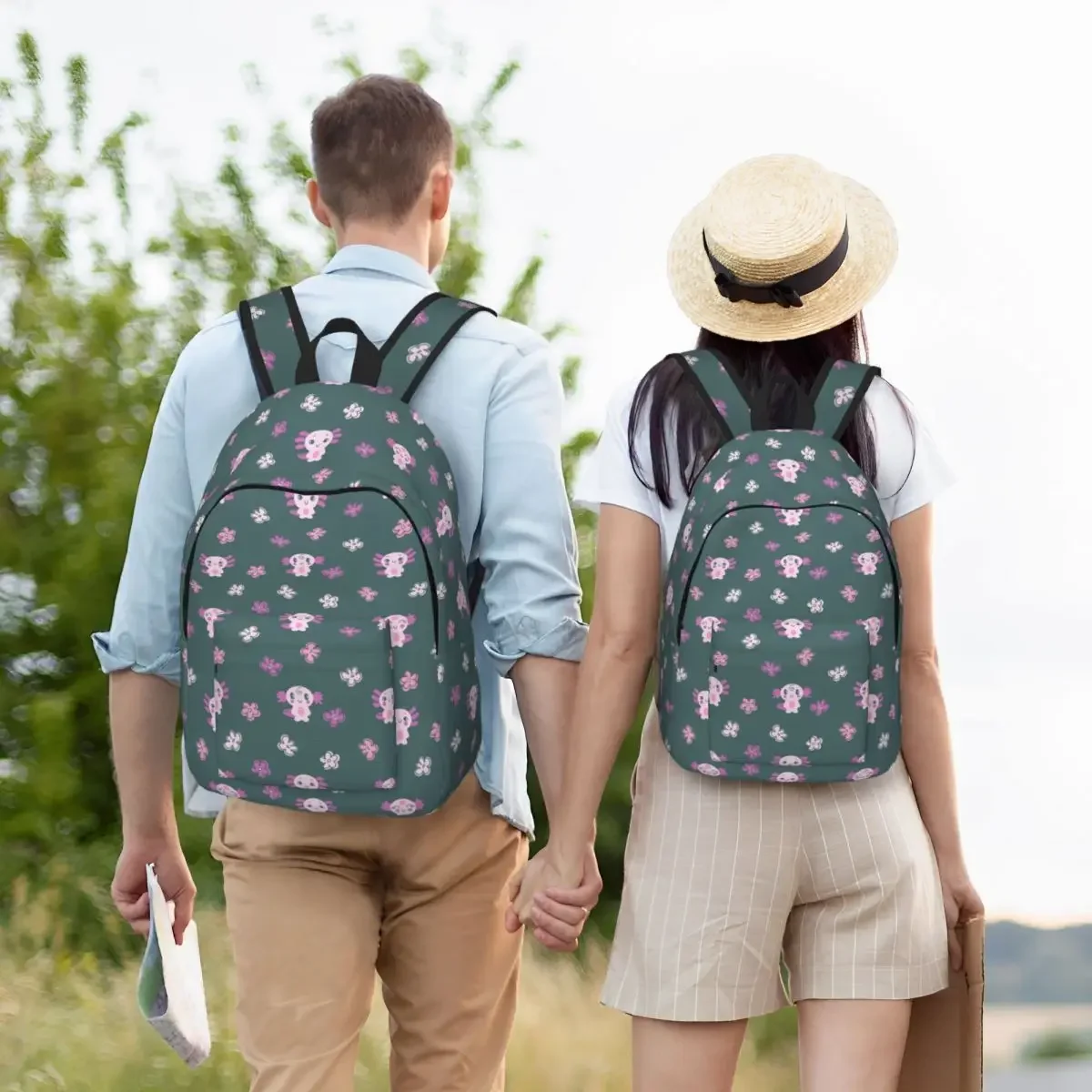 Axolotl mochila de animales marinos, bolsas de libros para estudiantes de secundaria primaria, bolsas de lona para adolescentes, regalo de día