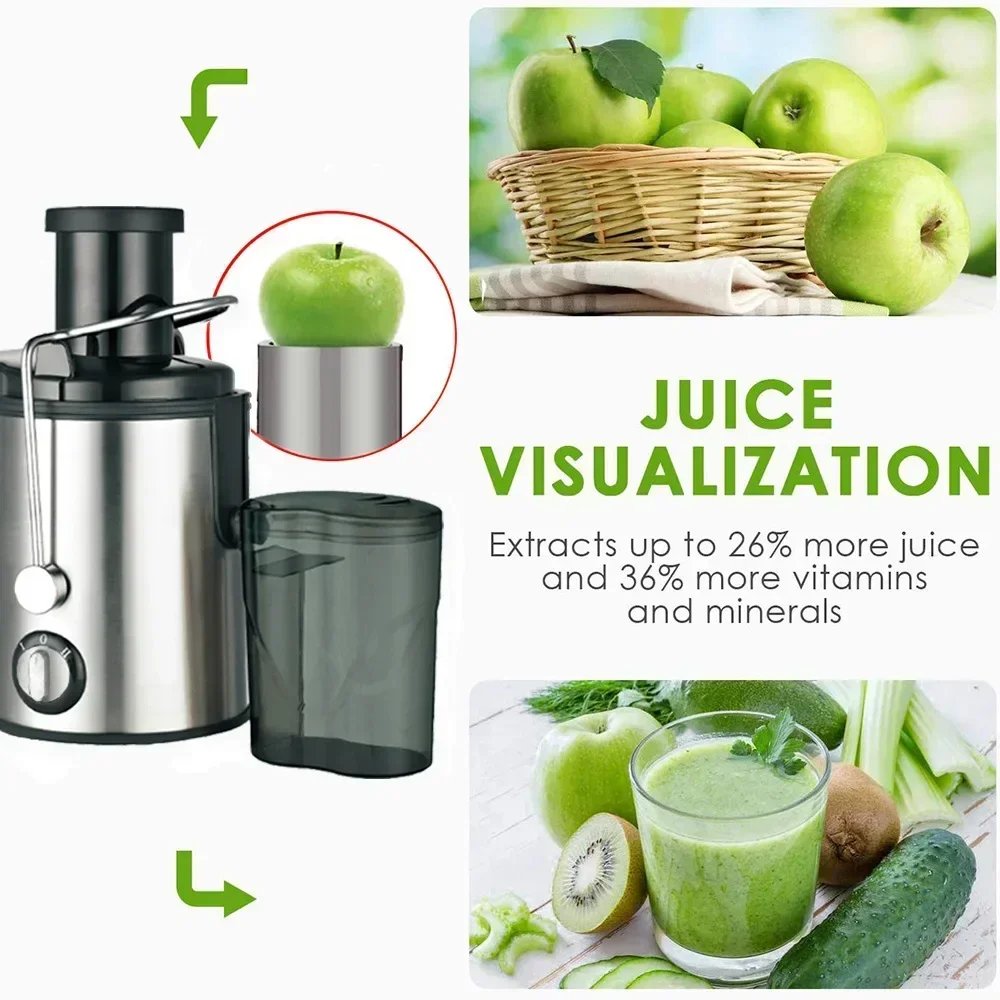 Small silver juicer, lightweight round stainless steel residue, delicate separation knob type household juicer