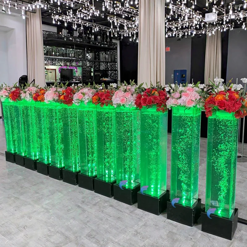 カスタム水槽装飾ウェディングフラワー スタンドウェルカムコラムランプ