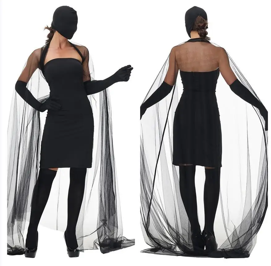 

New Arrival loween Death God Ghost Bride Witch Devil orm Long Skirt Bla Dr Par Wedding Ceremony