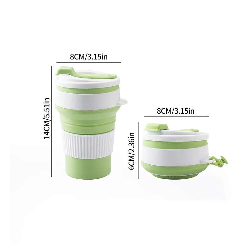 Collapsible Silicone Travel Cup, Reusable Foldable Water Cup with Lid and Lanyard, Portable Lightweight Drinking Mug for Camping view 5