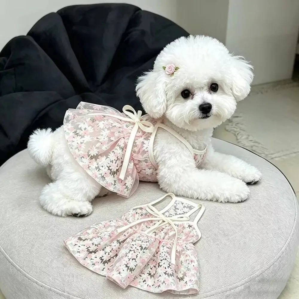 Niedliches Blumenmuster-Hundekleid, bequem, atmungsaktiv, leicht, Hundekleid, Hundekleid für Welpen – Detail 8