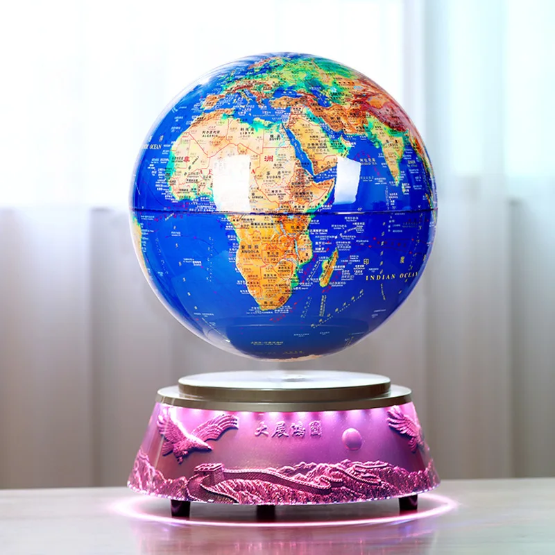 Magnetic levitation 12-inch globe luminous atmosphere living room handmade ornaments factory direct sales black technology