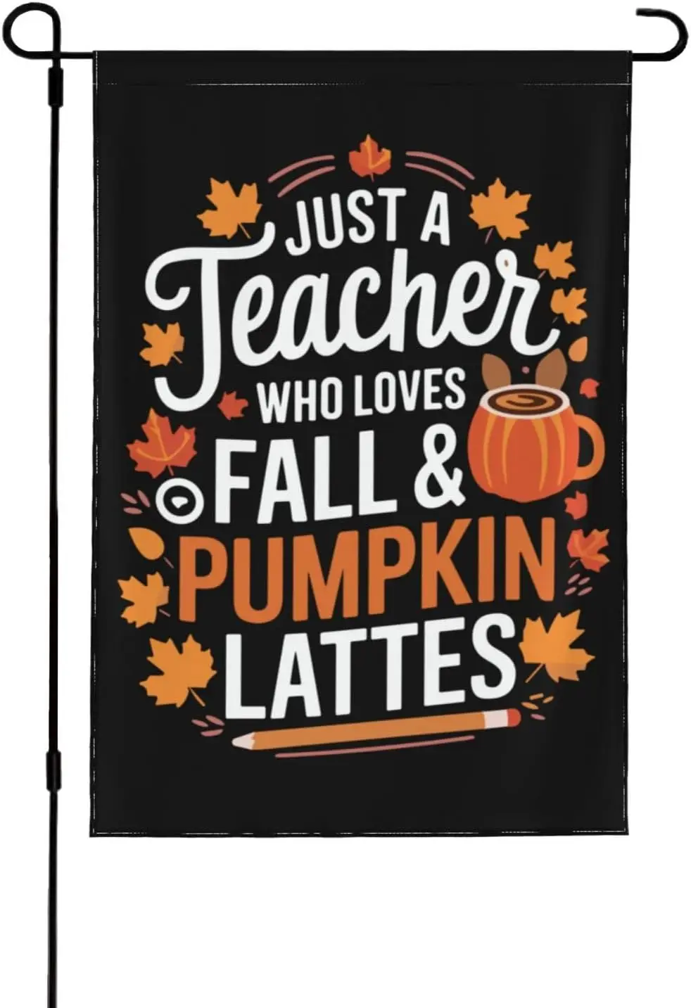 Just A Teacher Who Loves Fall And Pumpkin Lattes Flag Garden Flag Small Garden Flags 12x18 Double Sided Decorative Banner Fo yyi