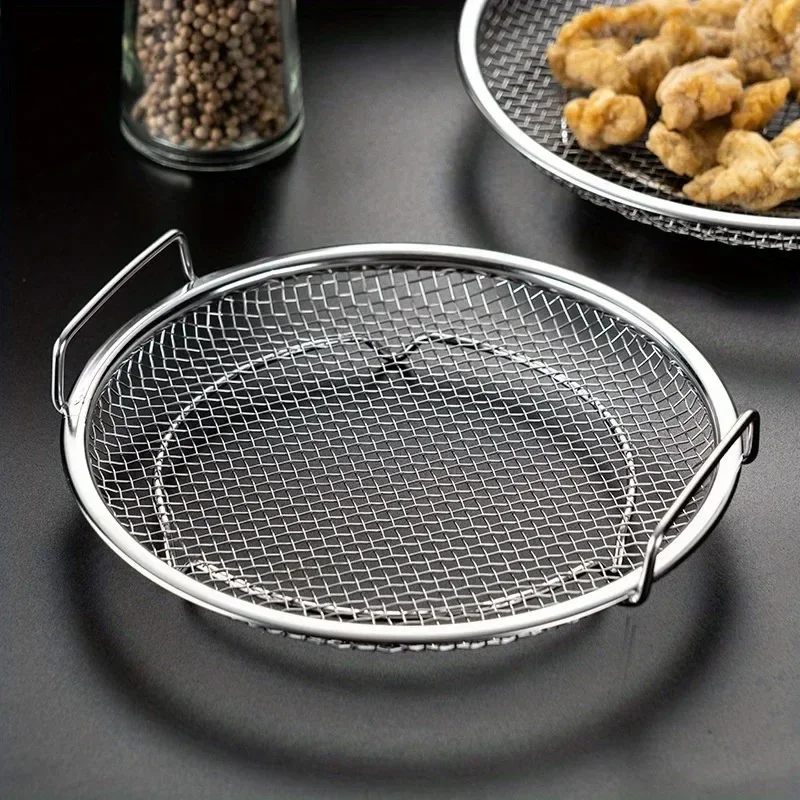 Fried Kitchen Stainless Steel Oil Residue Filter Screen Double-ear Oil Drain Artifact Round Oil Drain Rack Oil Filter Rack