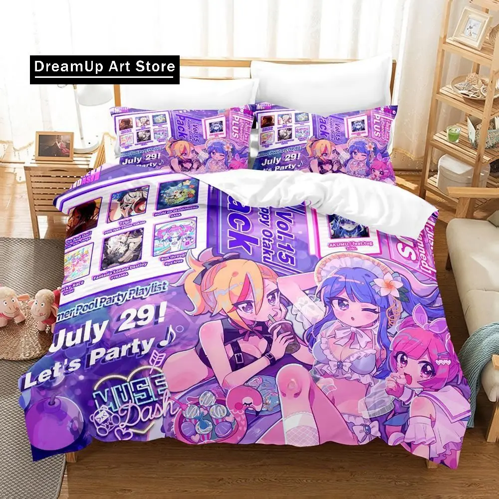 3D Print Music Game Muse Dash Bedding Set Boys Girls Single Twin Queen Full Size Duvet Cover Pillowcase Bed Adult Bedroom